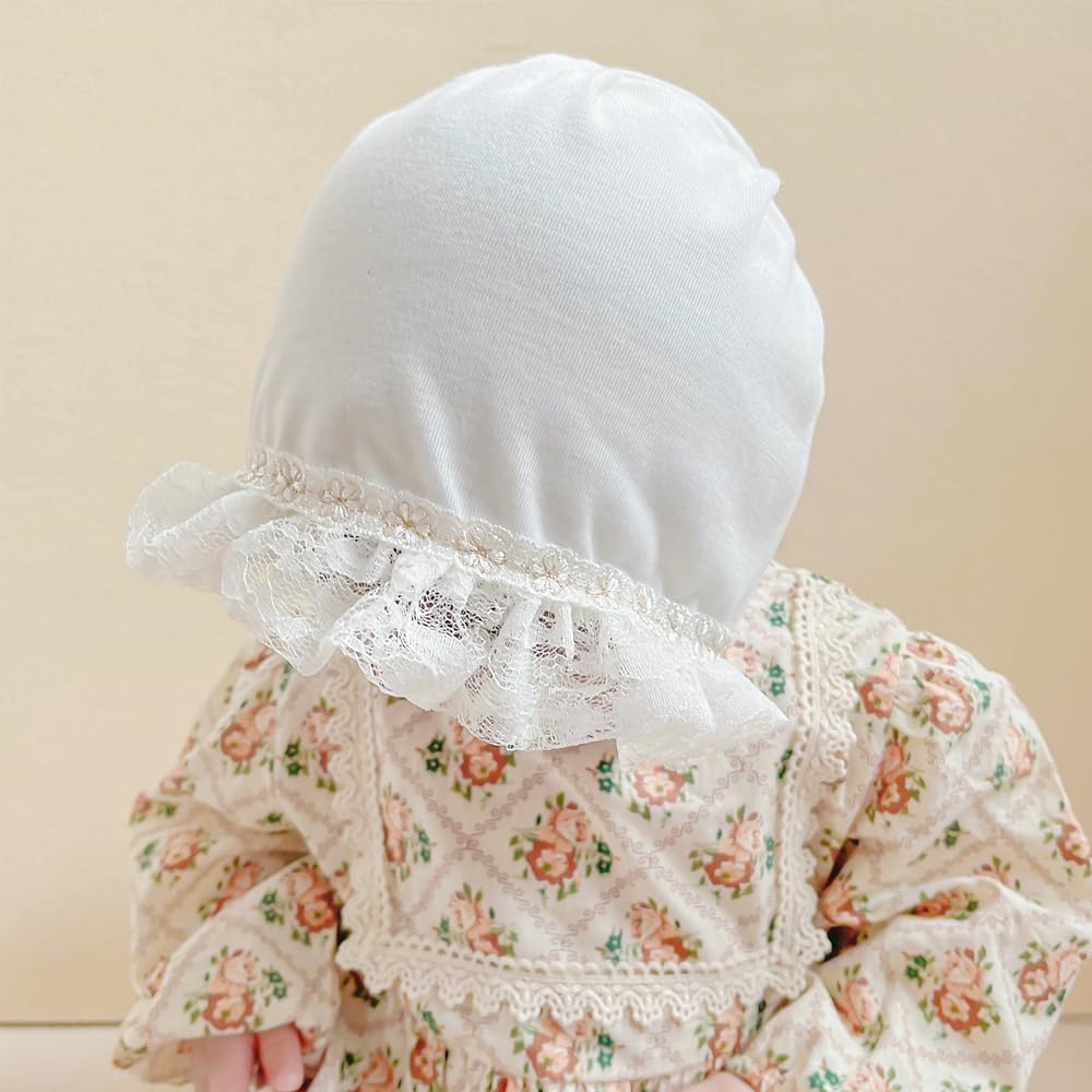 Baby Girl Toddlers Breathable Lacy Bonnet Eyelet Cotton Adjustable Sun Protection Hat - Image 3