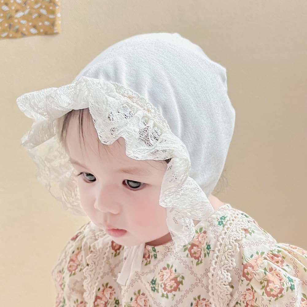 Baby Girl Toddlers Breathable Lacy Bonnet Eyelet Cotton Adjustable Sun Protection Hat - Image 4