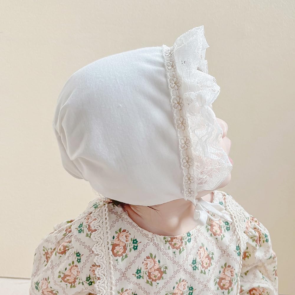 Baby Girl Toddlers Breathable Lacy Bonnet Eyelet Cotton Adjustable Sun Protection Hat - Image 6