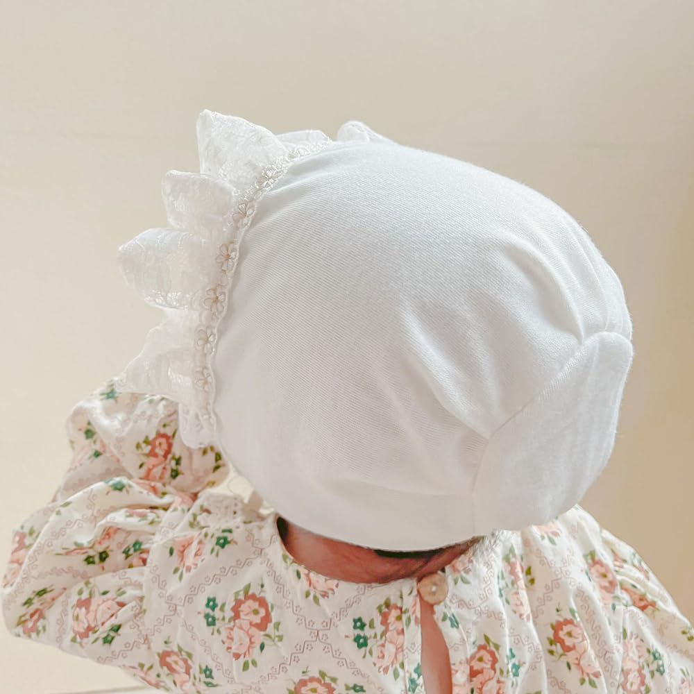 Baby Girl Toddlers Breathable Lacy Bonnet Eyelet Cotton Adjustable Sun Protection Hat - Image 7