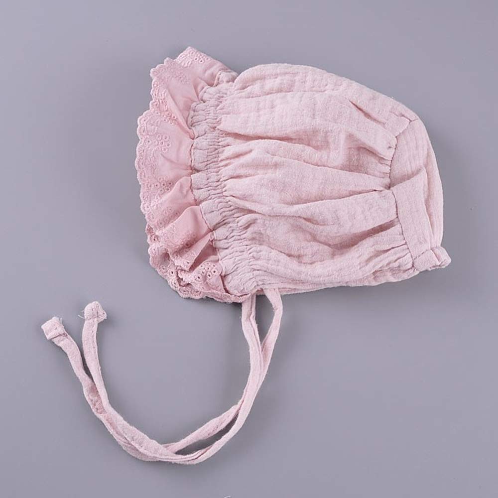 Baby Girl Toddlers Breathable Lacy Bonnet Eyelet Cotton Adjustable Sun Protection Hat - Image 4