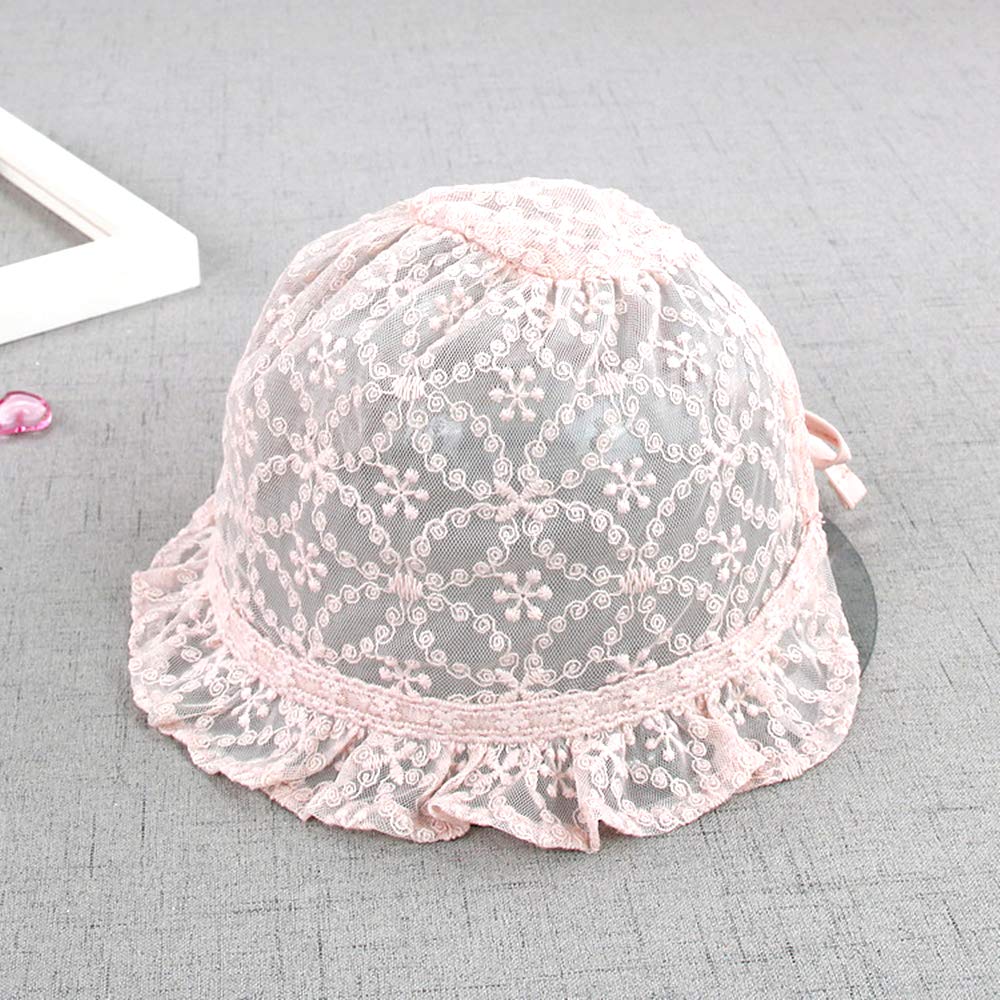 Baby Girl Toddlers Breathable Lacy Bonnet Eyelet Cotton Adjustable Sun Protection Hat - Image 4