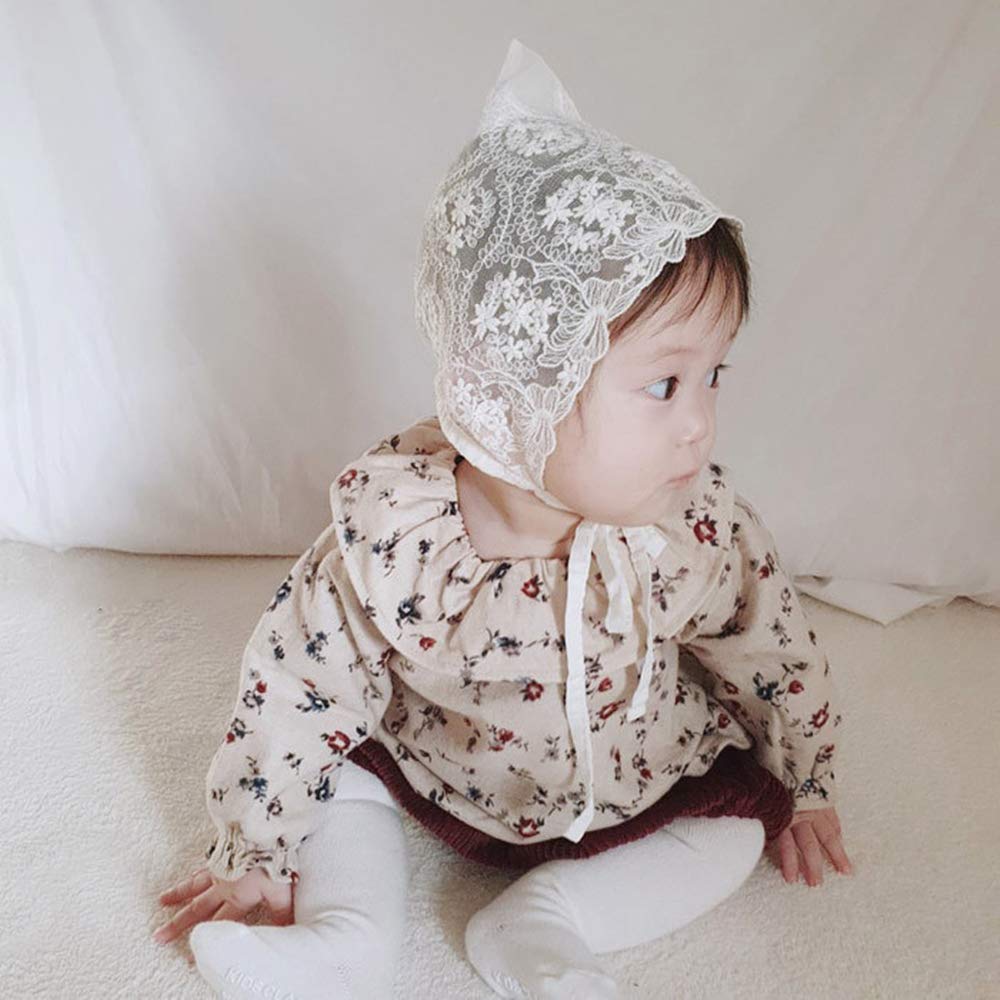 Baby Girl Toddlers Breathable Lacy Bonnet Eyelet Cotton Adjustable Sun Protection Hat - Image 3