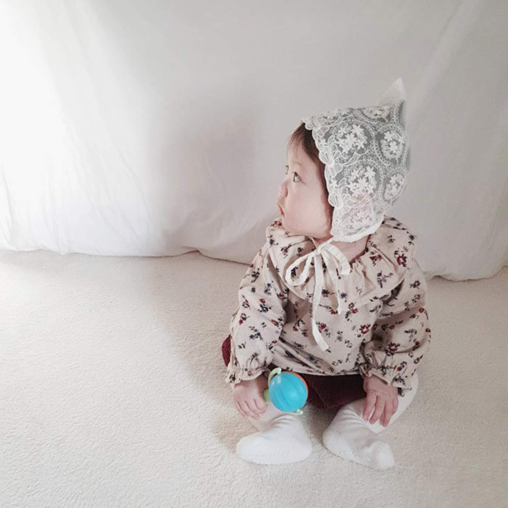 Baby Girl Toddlers Breathable Lacy Bonnet Eyelet Cotton Adjustable Sun Protection Hat - Image 4