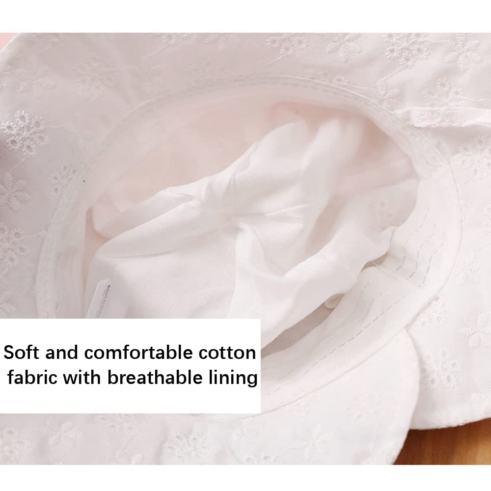 Baby Girl Toddlers Breathable Lacy Bonnet Eyelet Cotton Adjustable Sun Protection Hat - Image 7