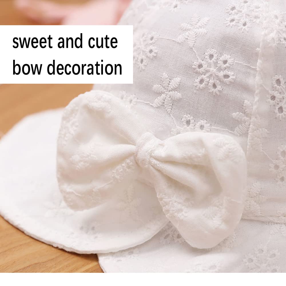 Baby Girl Toddlers Breathable Lacy Bonnet Eyelet Cotton Adjustable Sun Protection Hat - Image 8