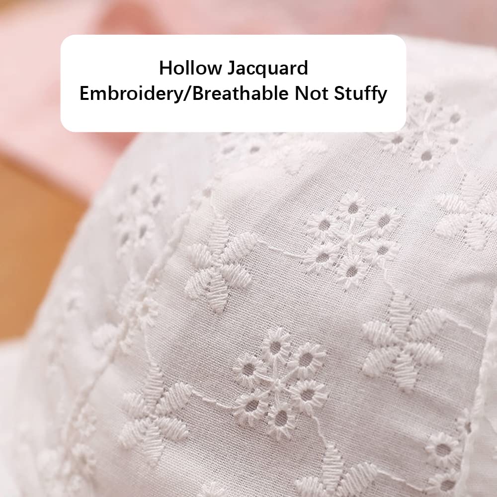 Baby Girl Toddlers Breathable Lacy Bonnet Eyelet Cotton Adjustable Sun Protection Hat - Image 9