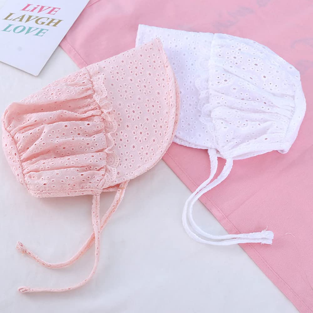 Baby Girl Toddlers Breathable Lacy Bonnet Eyelet Cotton Adjustable Sun Protection Hat - Image 5