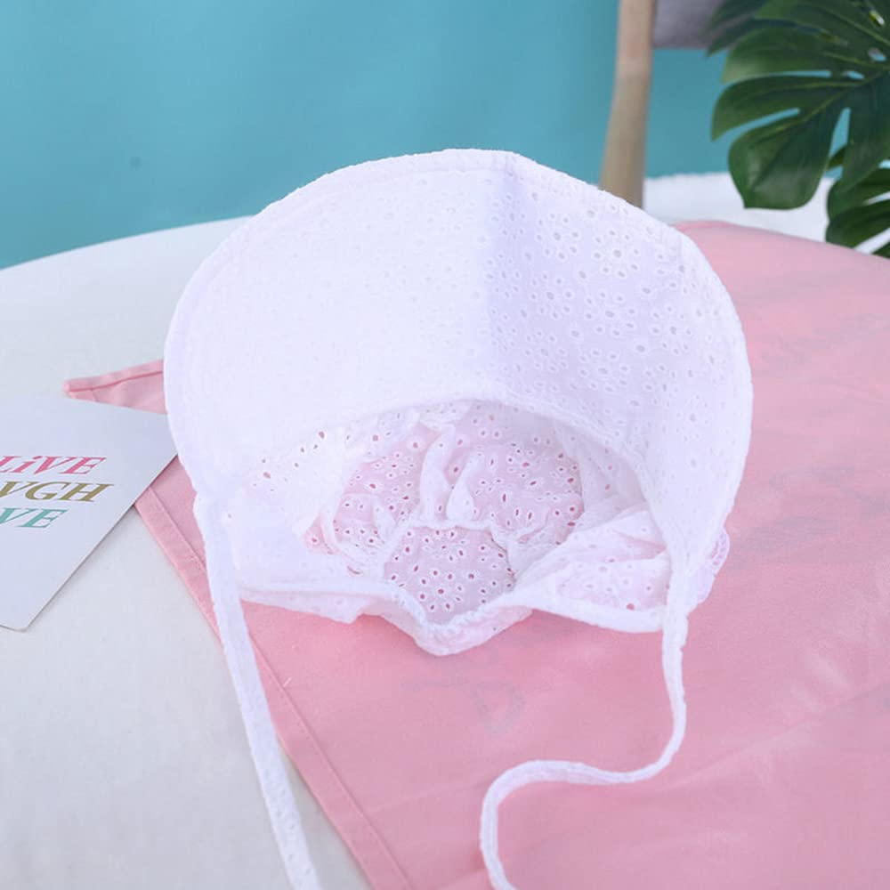 Baby Girl Toddlers Breathable Lacy Bonnet Eyelet Cotton Adjustable Sun Protection Hat - Image 8