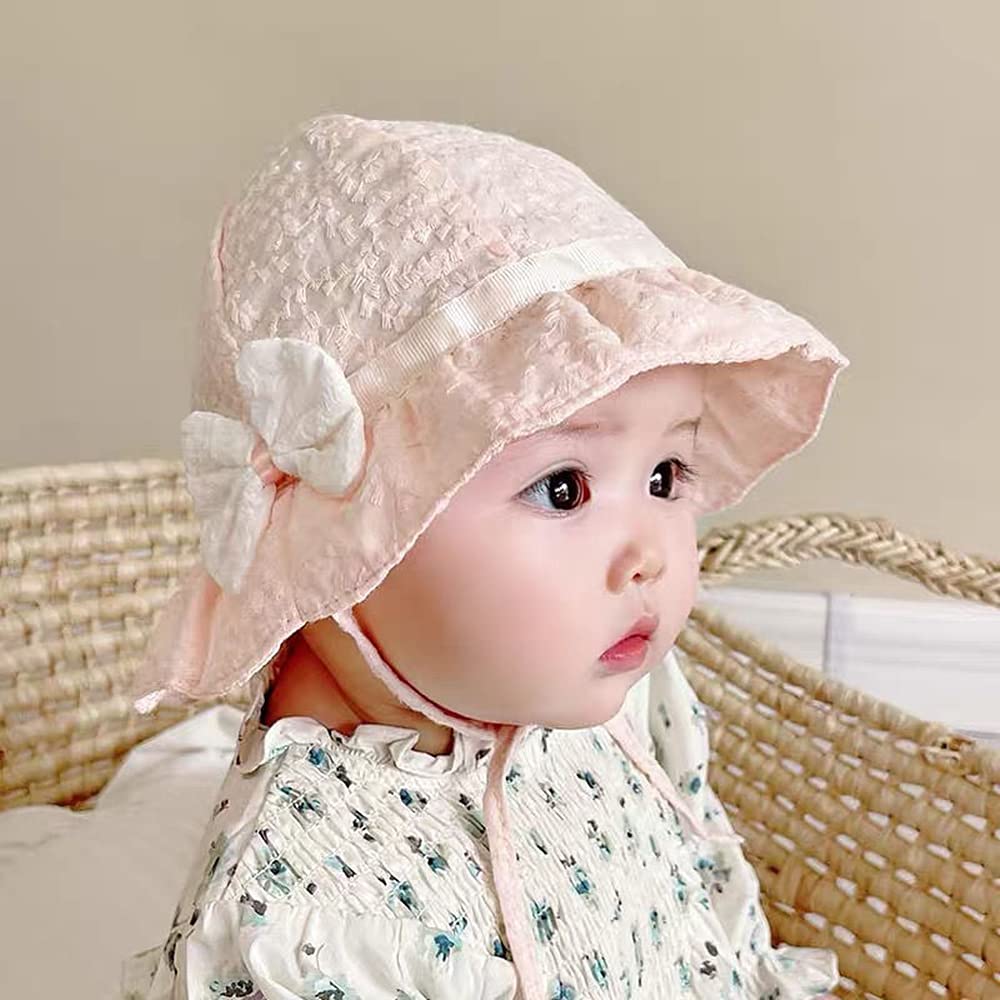 Baby Girl Toddlers Breathable Lacy Bonnet Eyelet Cotton Adjustable Sun Protection Hat - Image 3