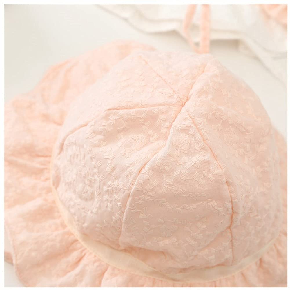 Baby Girl Toddlers Breathable Lacy Bonnet Eyelet Cotton Adjustable Sun Protection Hat - Image 5