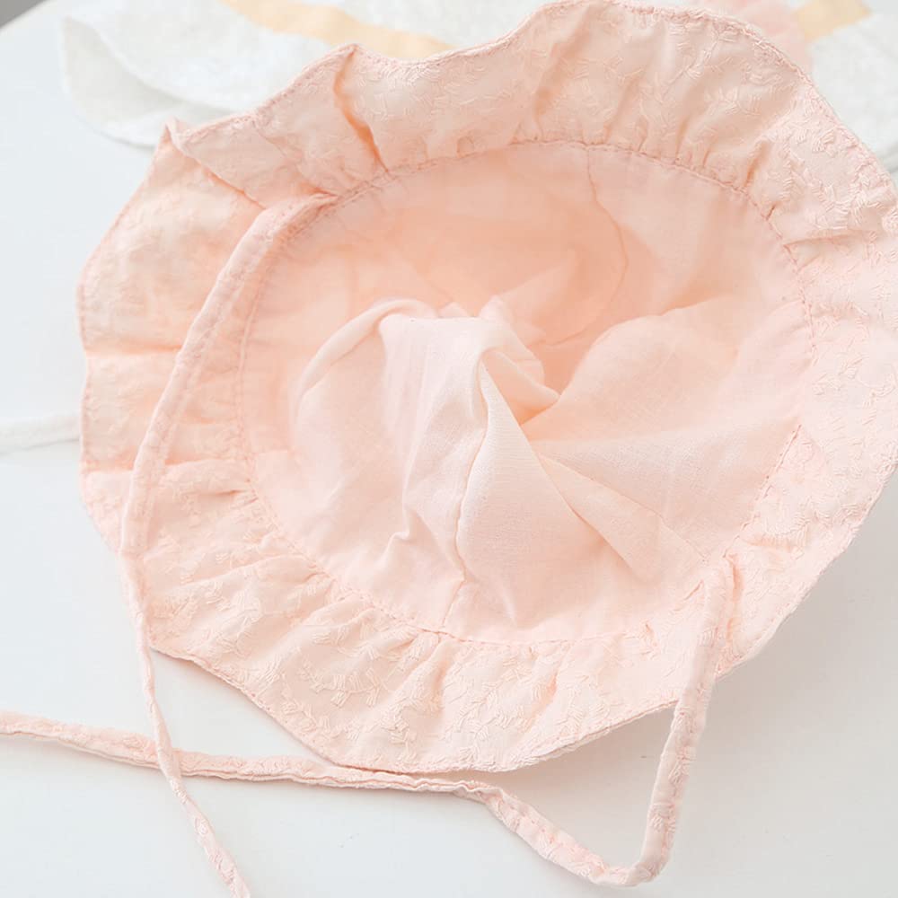 Baby Girl Toddlers Breathable Lacy Bonnet Eyelet Cotton Adjustable Sun Protection Hat - Image 7