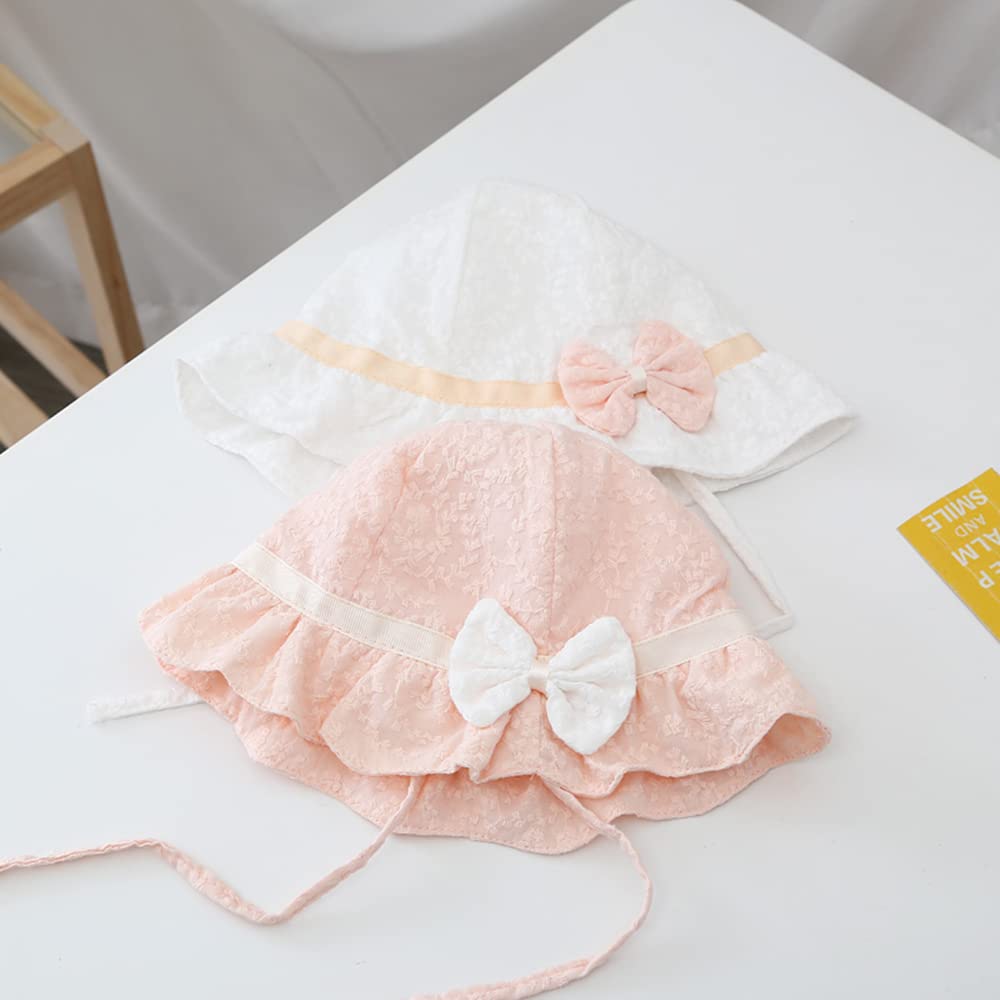Baby Girl Toddlers Breathable Lacy Bonnet Eyelet Cotton Adjustable Sun Protection Hat - Image 8