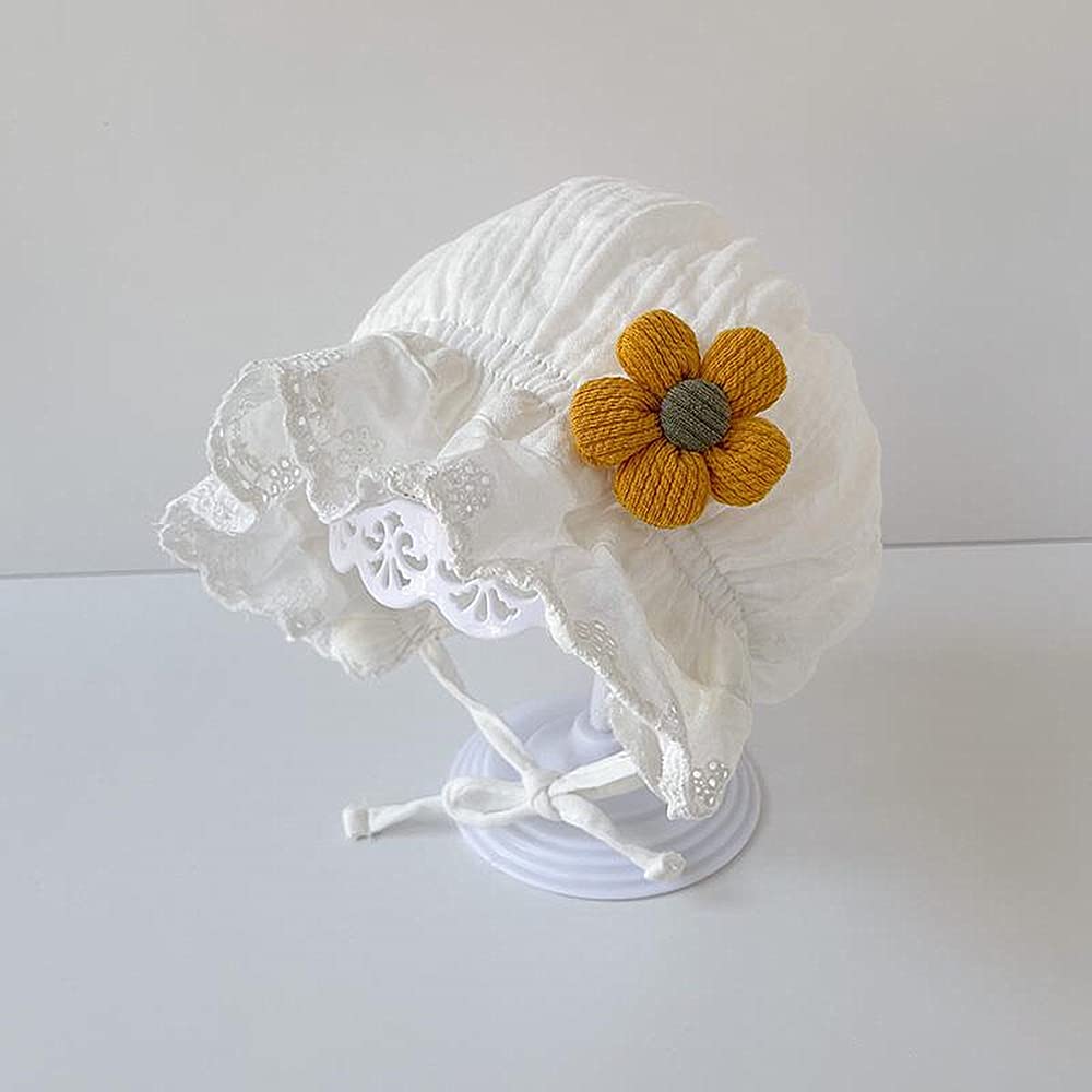 Baby Girl Toddlers Breathable Lacy Bonnet Eyelet Cotton Adjustable Sun Protection Hat - Image 3