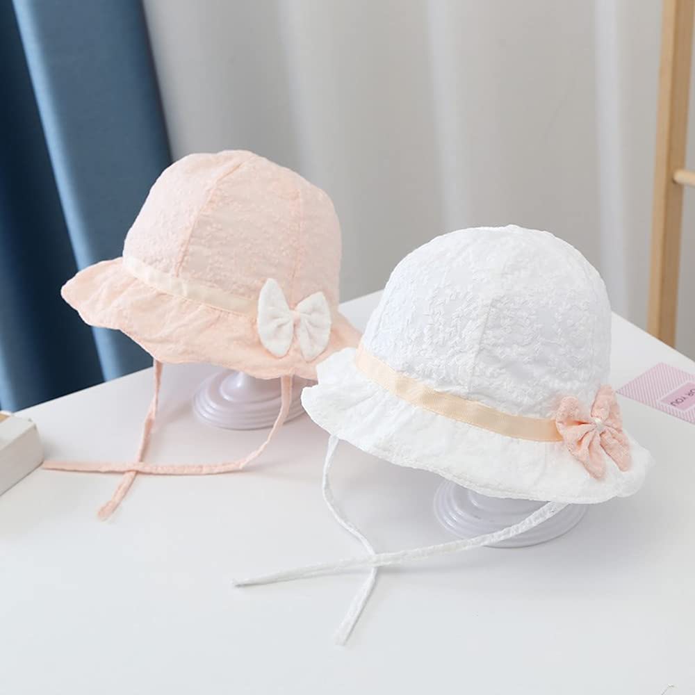 Baby Girl Toddlers Breathable Lacy Bonnet Eyelet Cotton Adjustable Sun Protection Hat - Image 4