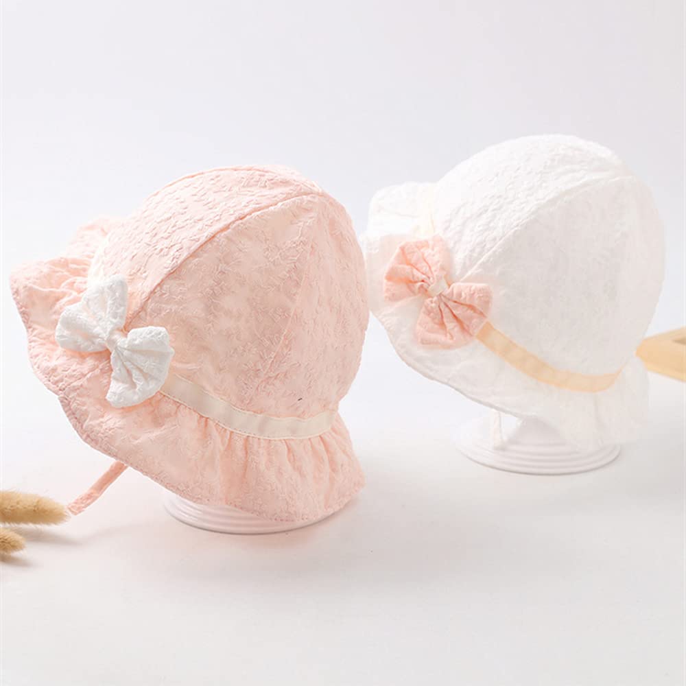 Baby Girl Toddlers Breathable Lacy Bonnet Eyelet Cotton Adjustable Sun Protection Hat - Image 5
