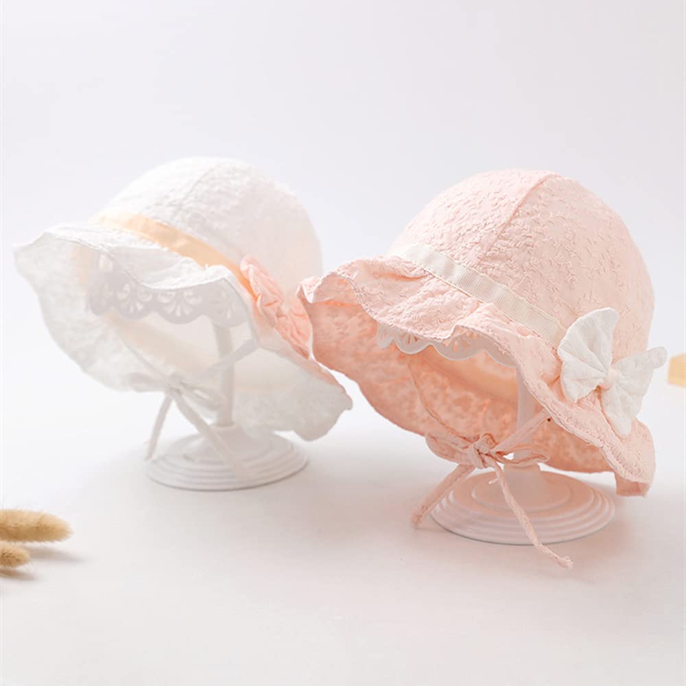 Baby Girl Toddlers Breathable Lacy Bonnet Eyelet Cotton Adjustable Sun Protection Hat - Image 6