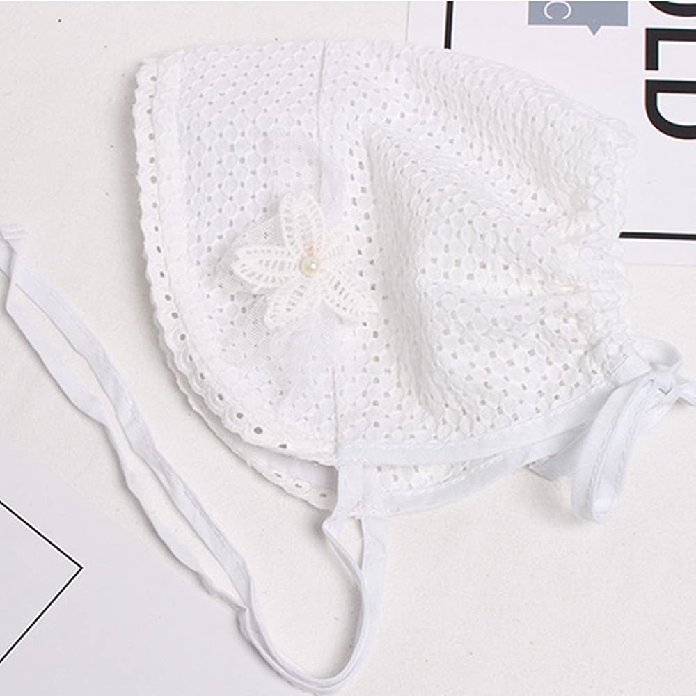 Baby Girl Toddlers Breathable Lacy Bonnet Eyelet Cotton Adjustable Sun Protection Hat - Image 3