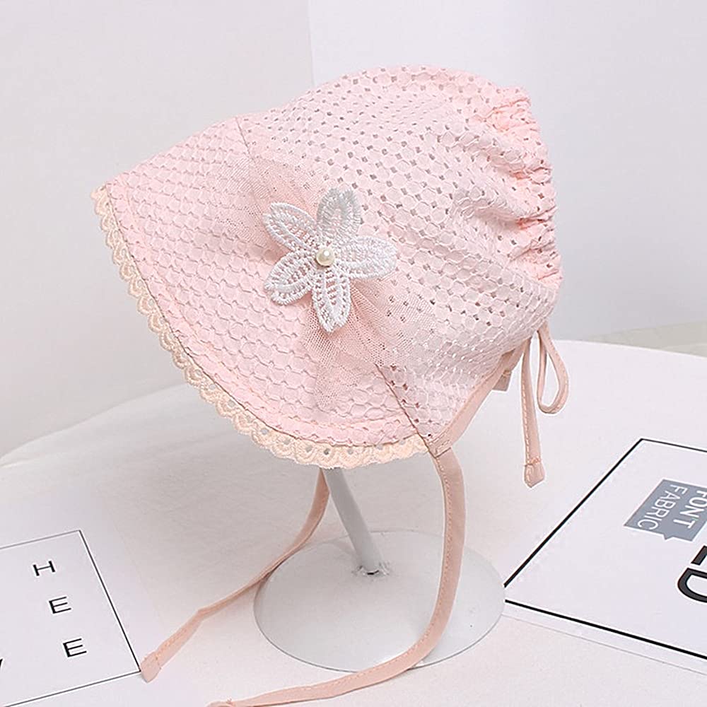 Baby Girl Toddlers Breathable Lacy Bonnet Eyelet Cotton Adjustable Sun Protection Hat - Image 4