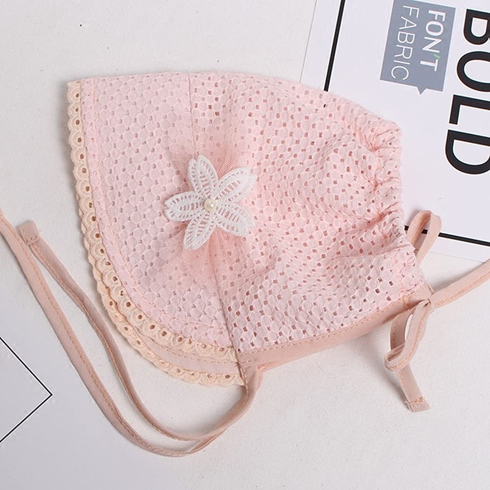 Baby Girl Toddlers Breathable Lacy Bonnet Eyelet Cotton Adjustable Sun Protection Hat - Image 5