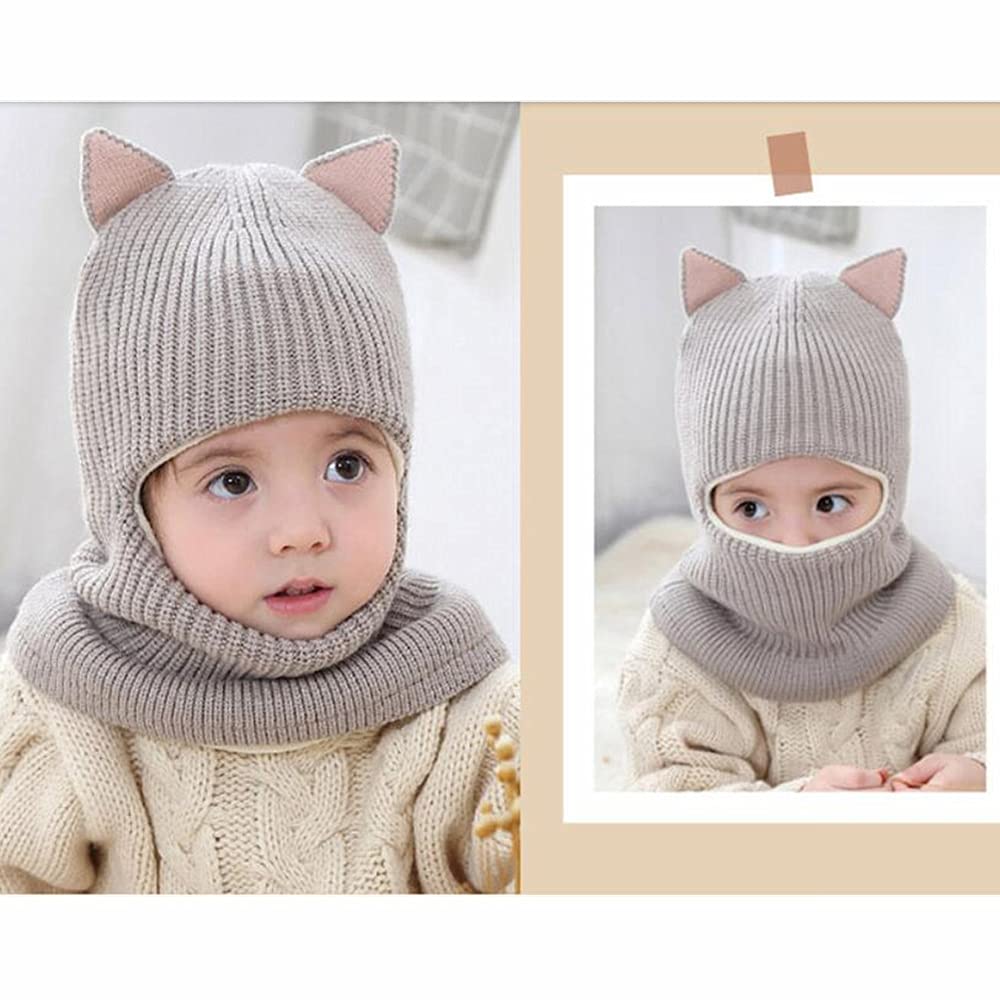 Kids Winter Plus Velvet Thickened face Protection Scarf Cute Beanie Cap Skull Caps Winter Soft Warm Knit Caps - Image 3