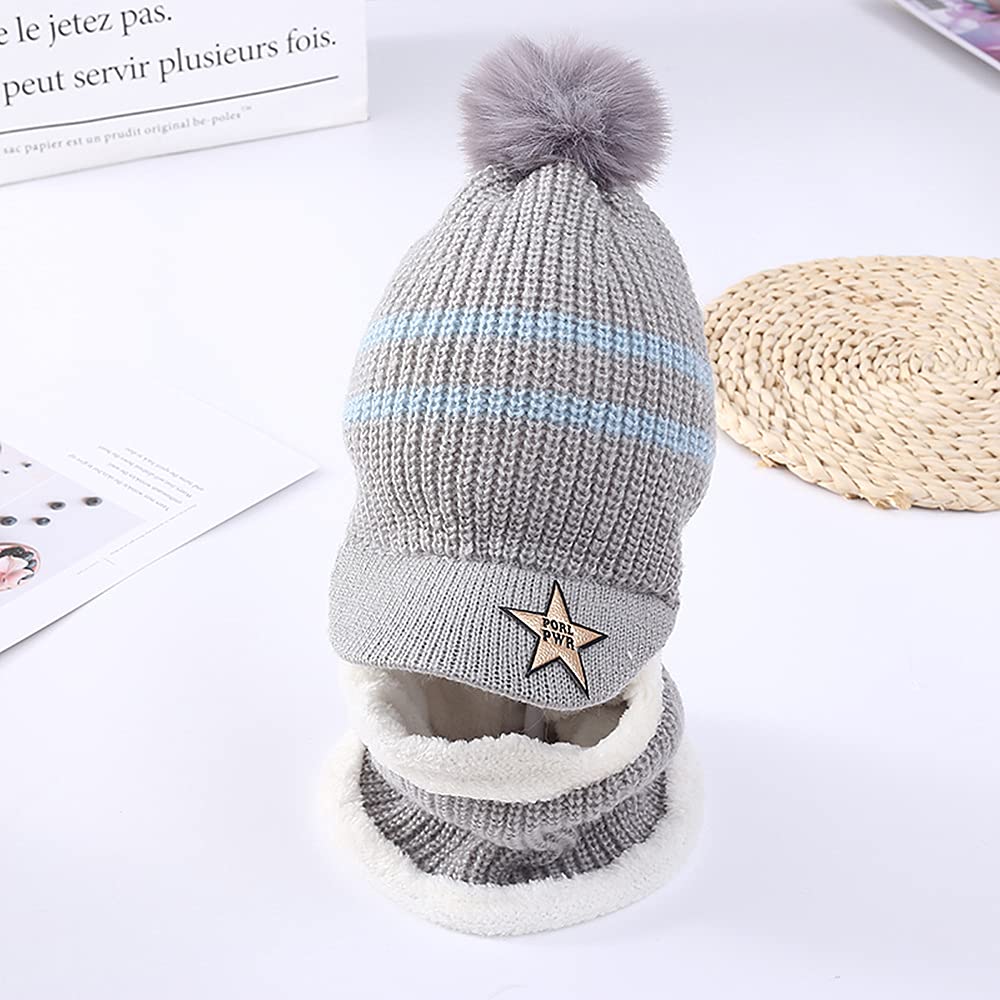 Kids Winter Plus Velvet Thickened face Protection Scarf Skull Caps Cute Beanie Cap Winter Soft Warm Knit Caps - Image 3