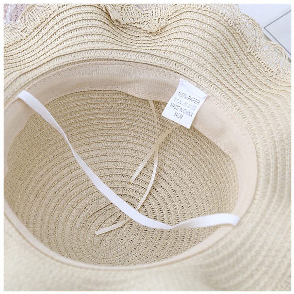 Little Girl Kids Breathable Summer Straw Hat Foldable UV Protection Bowknot Wide Brim Floppy Beach Sun Visor Hats - Image 4