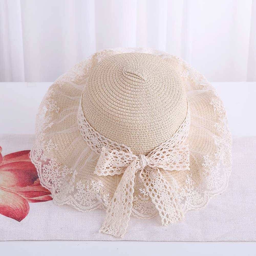 Little Girl Kids Breathable Summer Straw Hat Foldable UV Protection Bowknot Wide Brim Floppy Beach Sun Visor Hats - Image 5