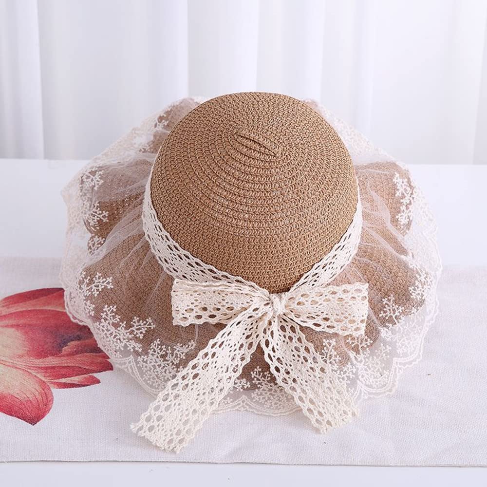 Little Girl Kids Breathable Summer Straw Hat Foldable UV Protection Bowknot Wide Brim Floppy Beach Sun Visor Hats - Image 3