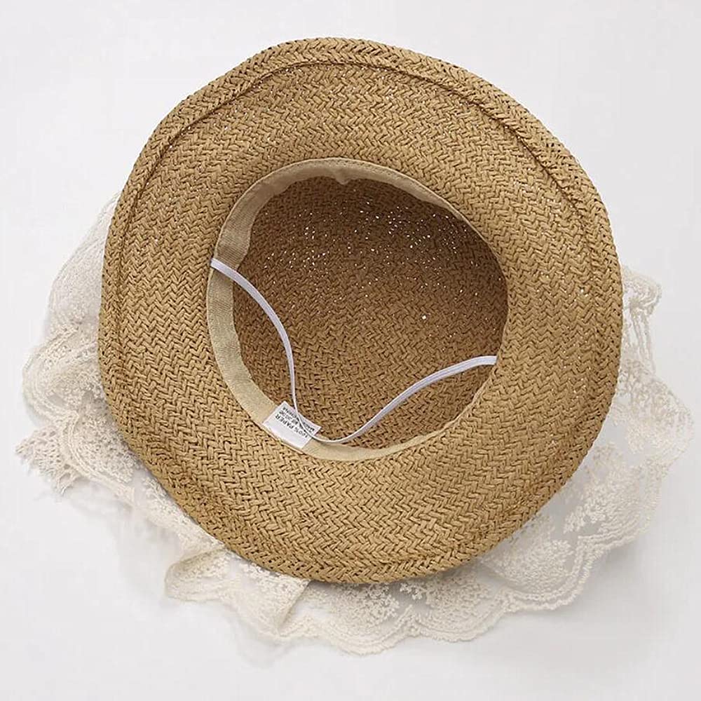 Little Girl Kids Breathable Summer Straw Hat Foldable UV Protection Bowknot Wide Brim Floppy Beach Sun Visor Hats - Image 4