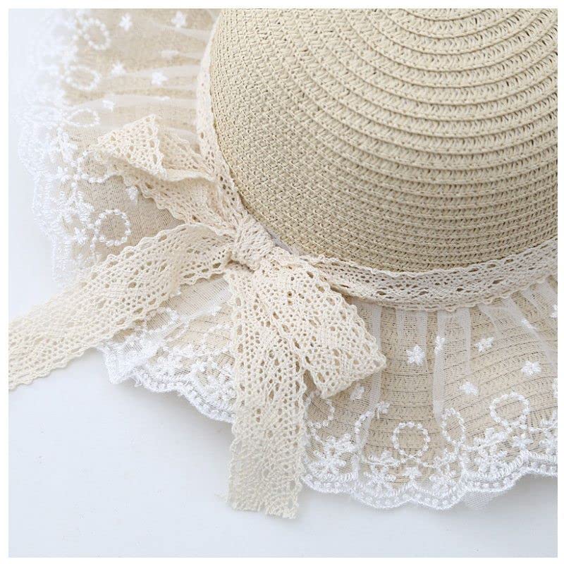 Little Girl Kids Breathable Summer Straw Hat Foldable UV Protection Bowknot Wide Brim Floppy Beach Sun Visor Hats - Image 5