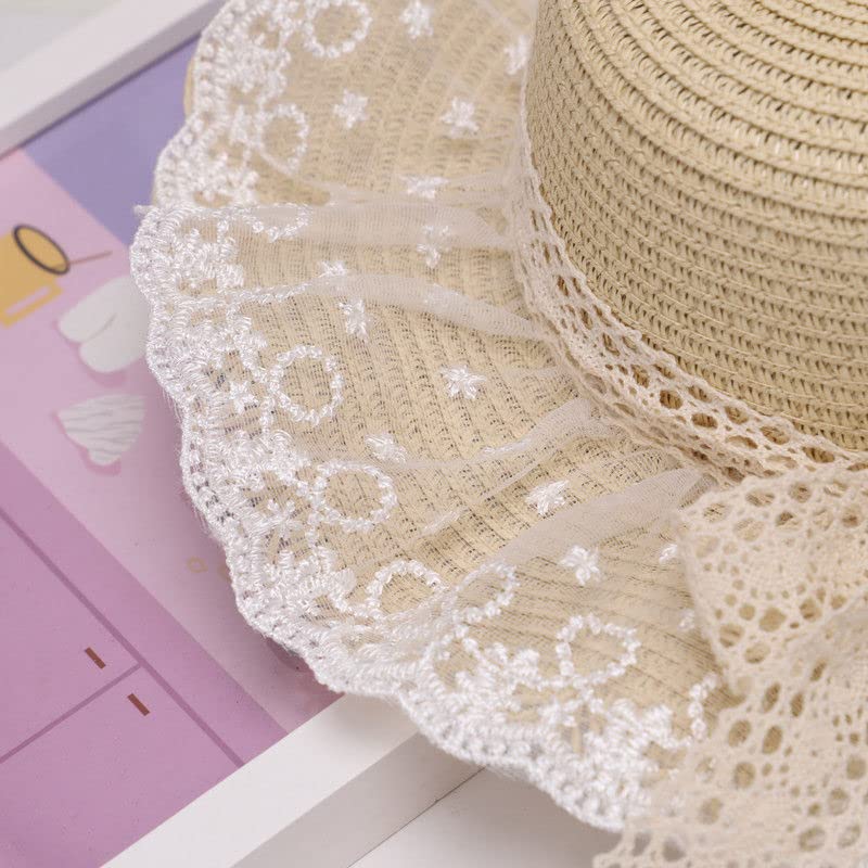 Little Girl Kids Breathable Summer Straw Hat Foldable UV Protection Bowknot Wide Brim Floppy Beach Sun Visor Hats - Image 6