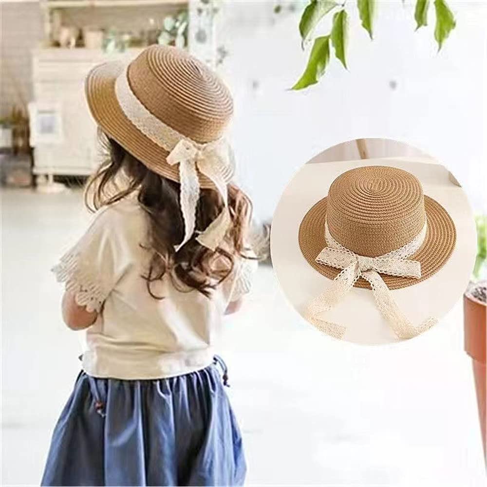 Little Girl Kids Breathable Summer Straw Hat Foldable UV Protection Bowknot Wide Brim Floppy Beach Sun Visor Hats - Image 3