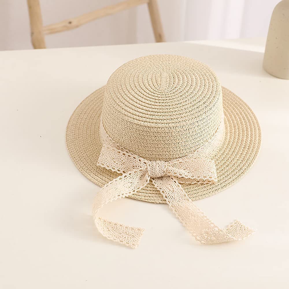Little Girl Kids Breathable Summer Straw Hat Foldable UV Protection Bowknot Wide Brim Floppy Beach Sun Visor Hats - Image 5