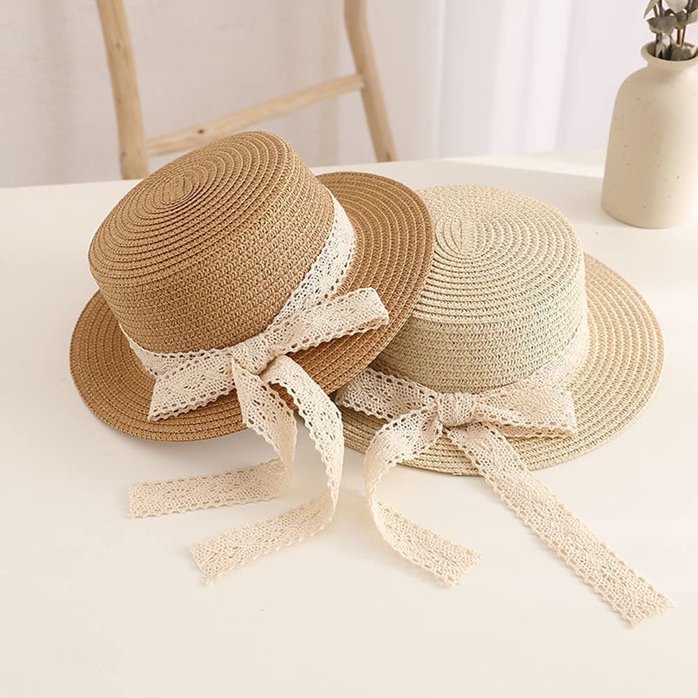 Little Girl Kids Breathable Summer Straw Hat Foldable UV Protection Bowknot Wide Brim Floppy Beach Sun Visor Hats - Image 6