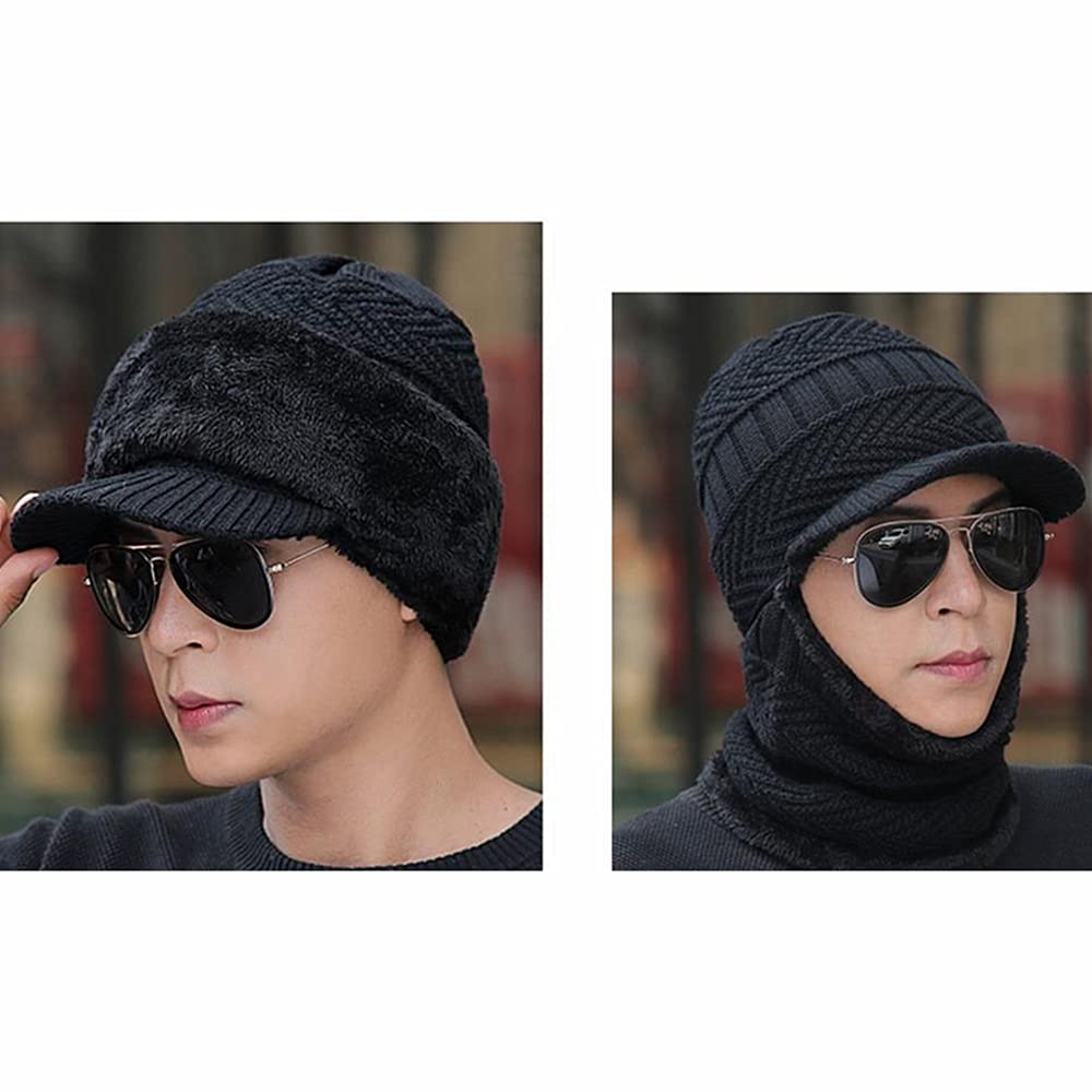 Unisex Winter Warm Elastic Soft Ear Protection Knitted Scarf face Protection hat Fleece Lined Hat one-Piece hat - Image 3