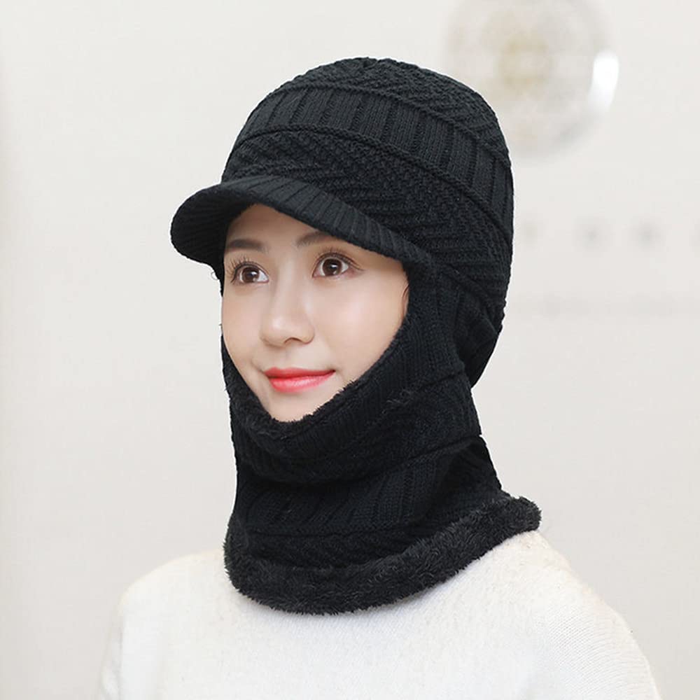 Unisex Winter Warm Elastic Soft Ear Protection Knitted Scarf face Protection hat Fleece Lined Hat one-Piece hat - Image 5