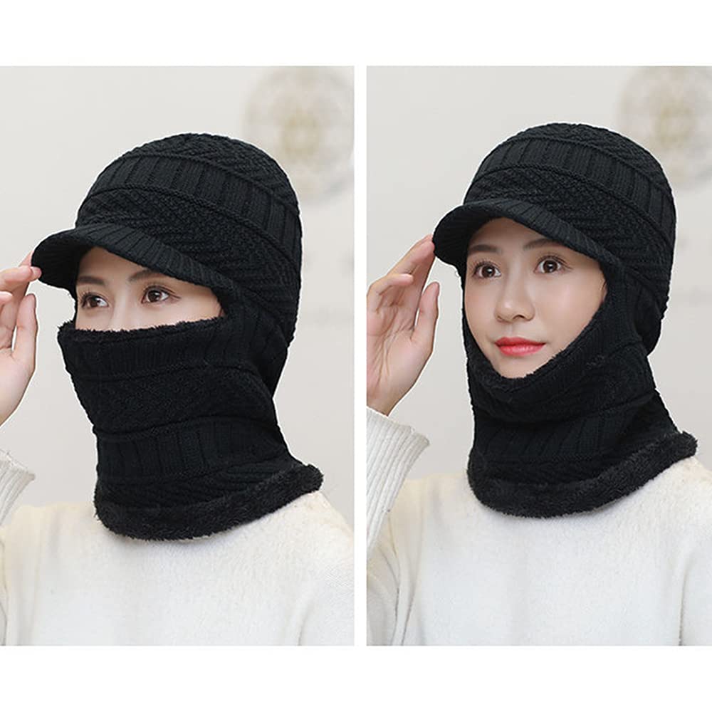 Unisex Winter Warm Elastic Soft Ear Protection Knitted Scarf face Protection hat Fleece Lined Hat one-Piece hat - Image 6
