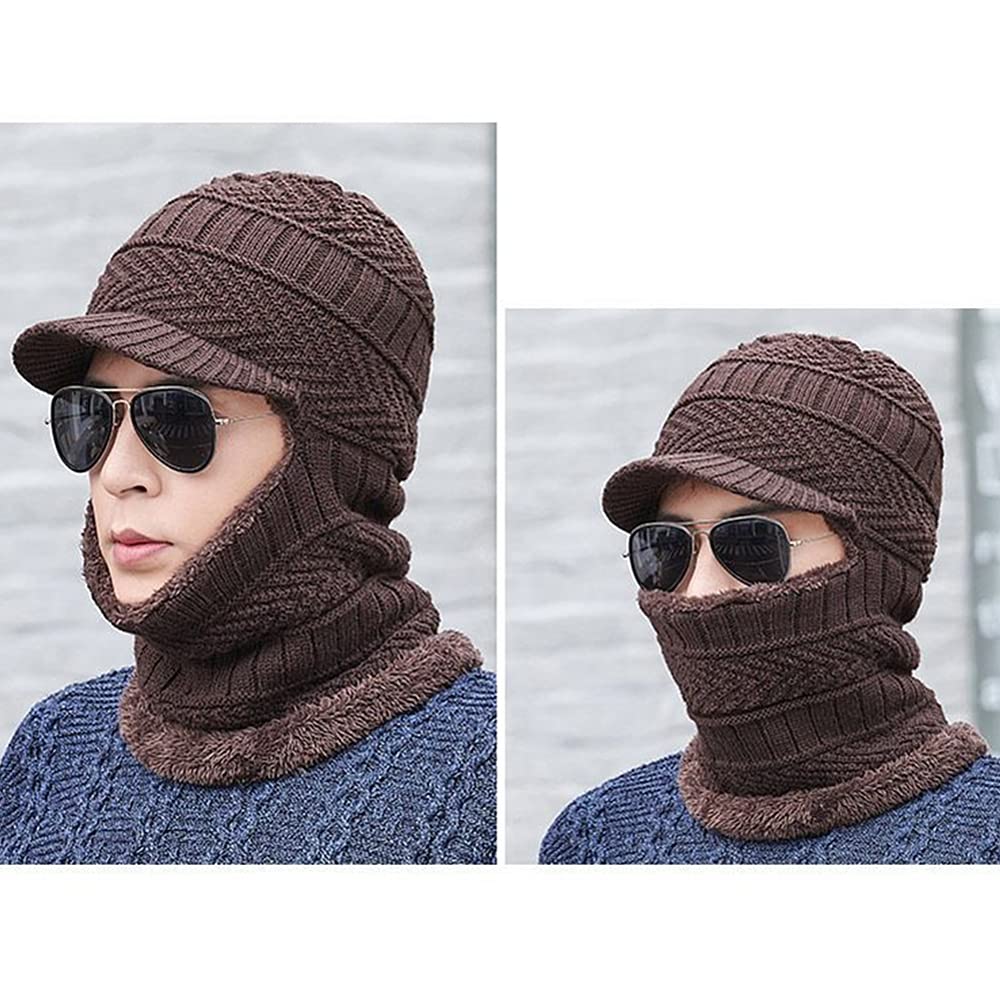 Unisex Winter Warm Elastic Soft Ear Protection Knitted Scarf face Protection hat Fleece Lined Hat one-Piece hat - Image 4