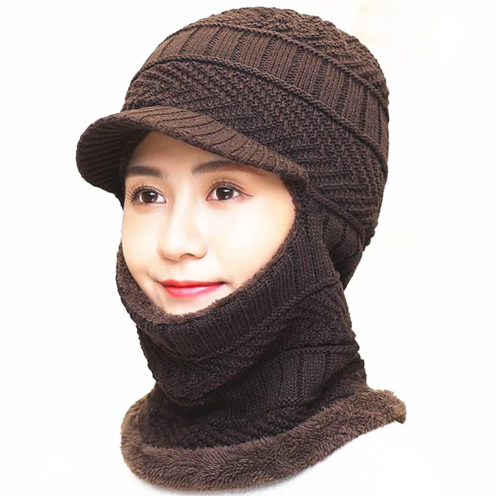 Unisex Winter Warm Elastic Soft Ear Protection Knitted Scarf face Protection hat Fleece Lined Hat one-Piece hat - Image 5