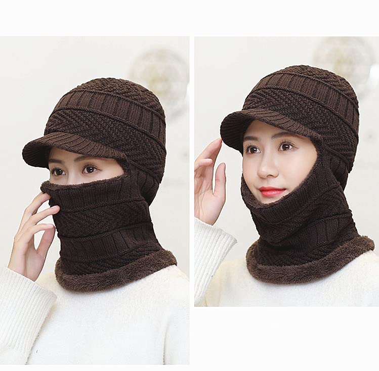 Unisex Winter Warm Elastic Soft Ear Protection Knitted Scarf face Protection hat Fleece Lined Hat one-Piece hat - Image 6