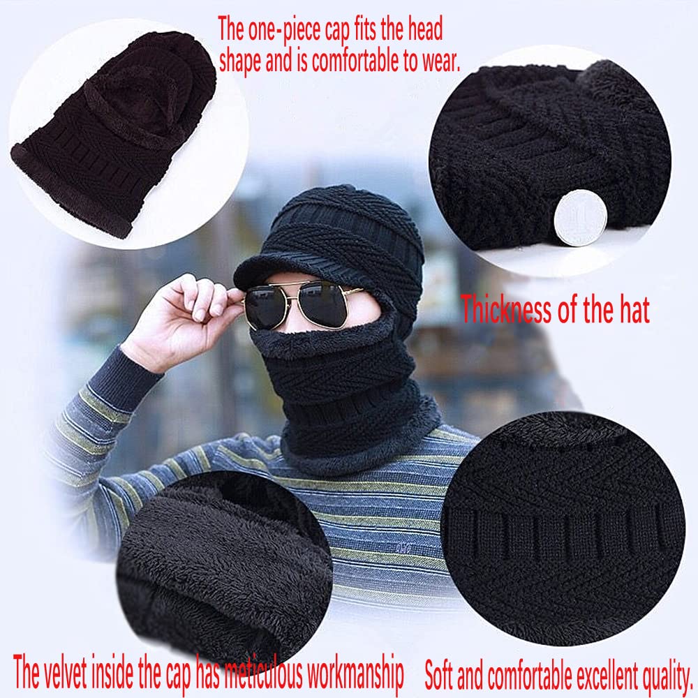 Unisex Winter Warm Elastic Soft Ear Protection Knitted Scarf face Protection hat Fleece Lined Hat one-Piece hat - Image 7