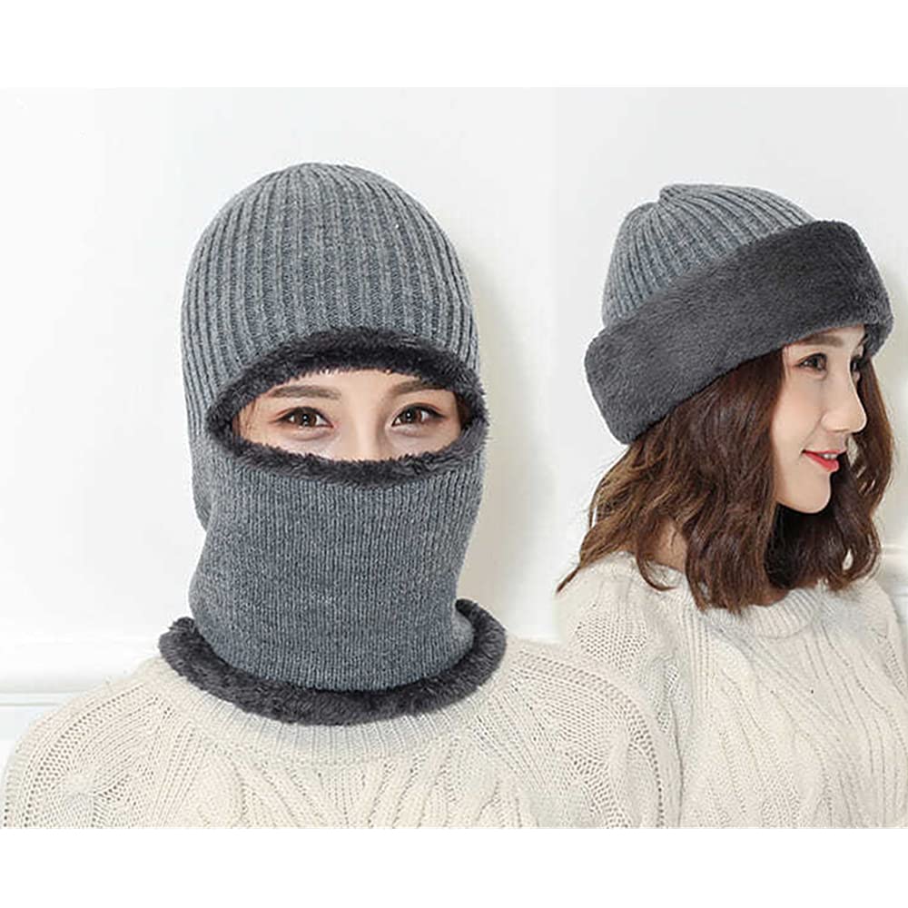 Winter Warm Elastic Soft Ear Protection Knitted Scarf hat Fleece Lined Beanie Hat for Men and Women - Image 3