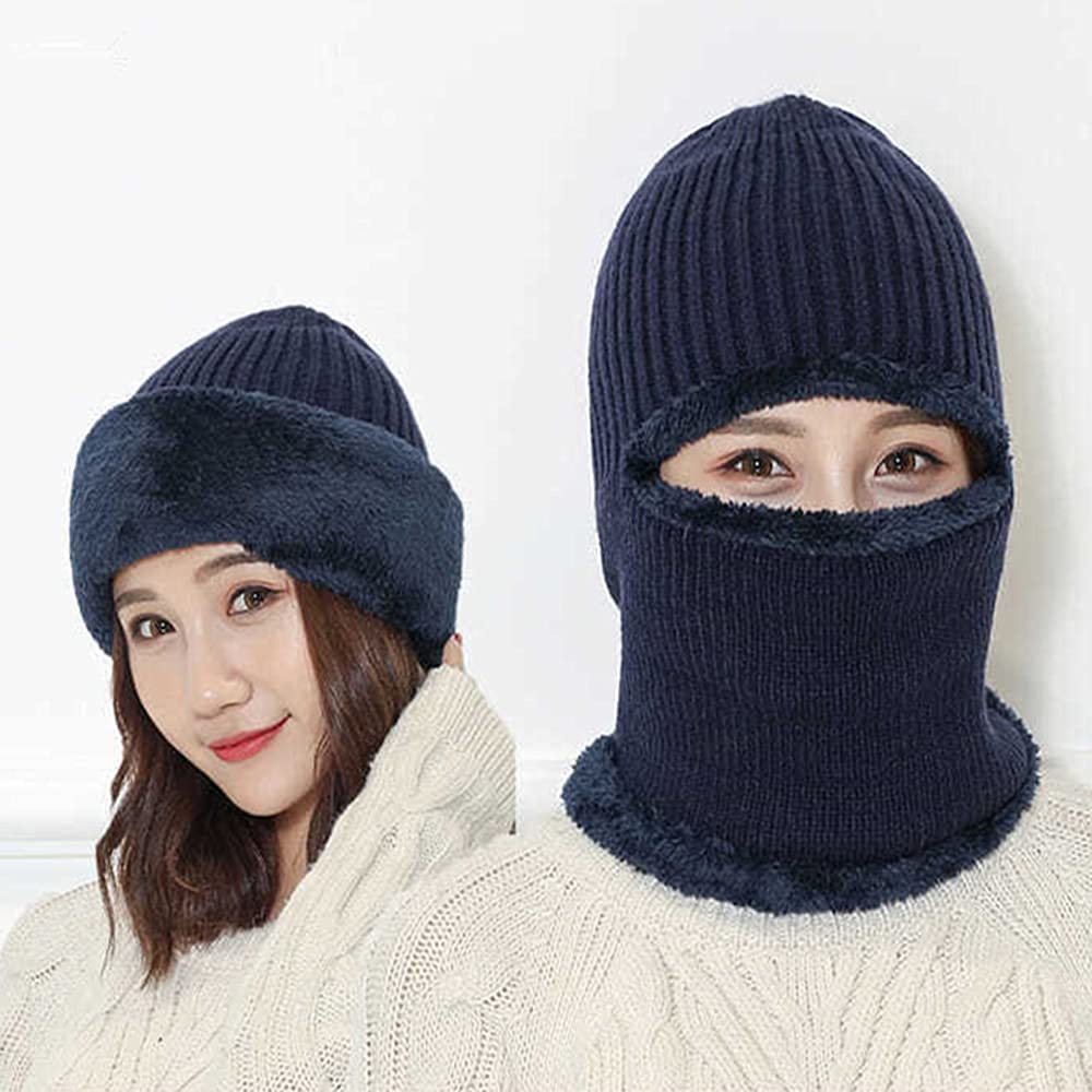 Winter Warm Elastic Soft Ear Protection Knitted Scarf hat Fleece Lined Beanie Hat for Men and Women - Image 3