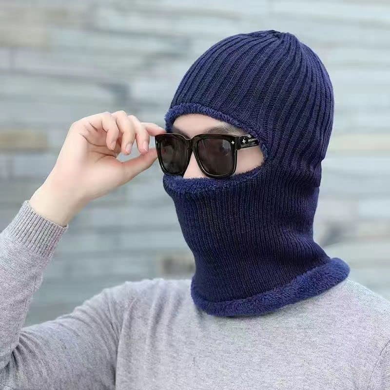 Winter Warm Elastic Soft Ear Protection Knitted Scarf hat Fleece Lined Beanie Hat for Men and Women - Image 4