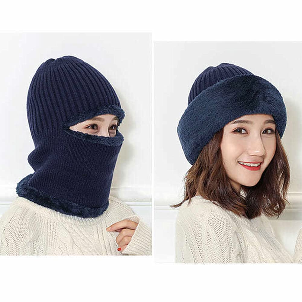 Winter Warm Elastic Soft Ear Protection Knitted Scarf hat Fleece Lined Beanie Hat for Men and Women - Image 5