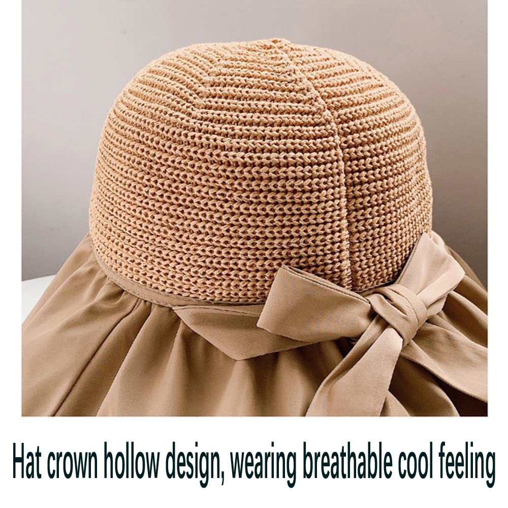 Women's UV Sun Protection Breathable Wide Brim Bowknot Bucket hat Sun Hat - Image 6