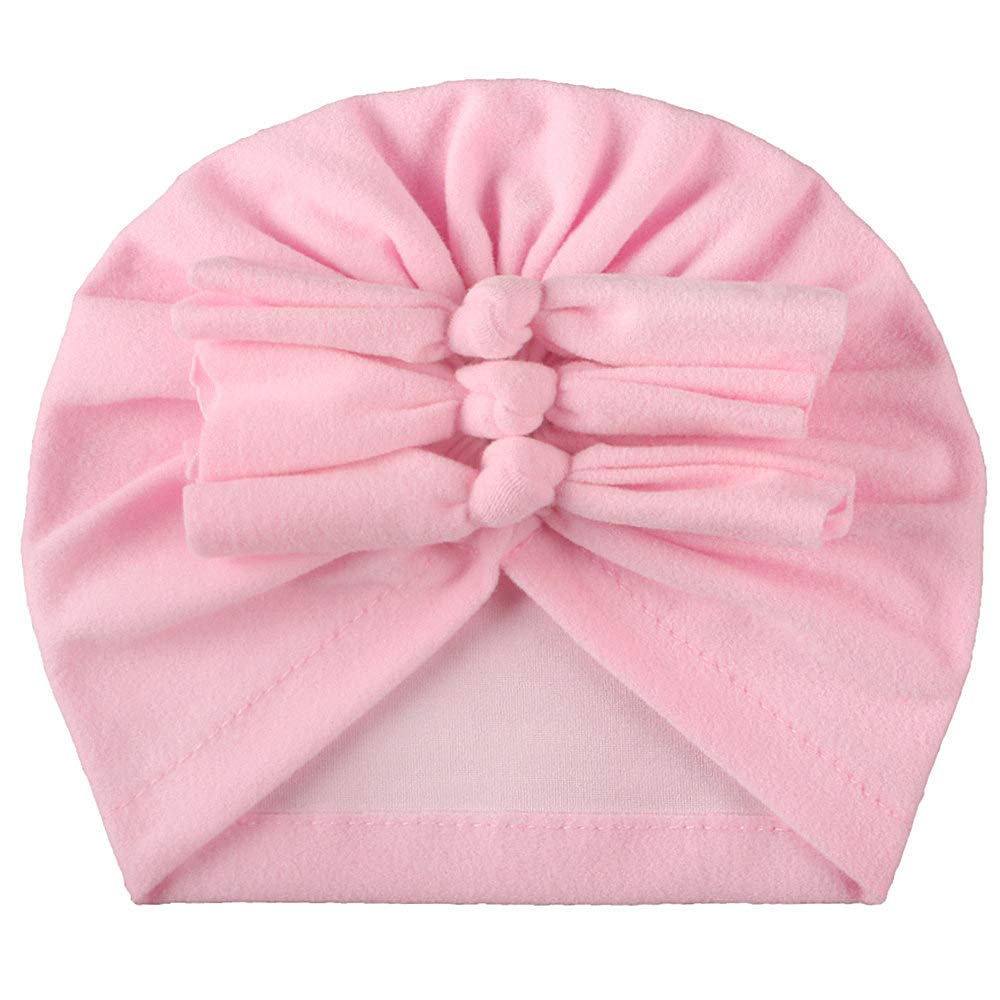 XYX Baby Girl Toddlers Breathable Cotton Hat Newborn Knotted Hat Cute Donut Soft Turban Bow Knot Cap - Image 4